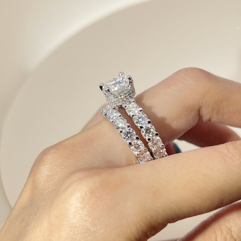 Solenne eternitetsband med runda moissanitestenar, 4 ct, 925 sterlingsilver